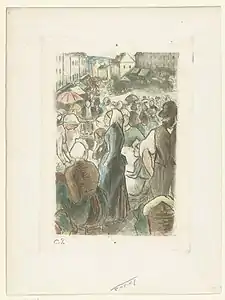 Camille Pissarro : Marché de la rue Cappeville à Gisors, 1894 (retirage 1930)
