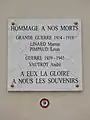 Plaque monument aux morts.