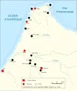 Colonies et municipes romains en Maurétanie tingitane.