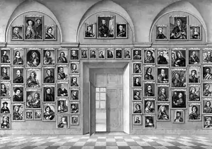 Frà Benedetto Vincenzo (1714-1758) (Benedetto de Greyss (nl)), Autoportraits aux Offices, gravure, 1748.