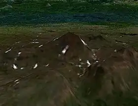 Image de synthèse représentant le pic Meszah.