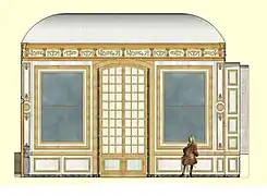 Restitution de la paroi nord du Grand Cabinet de Meudon, XVIIIe siècle.