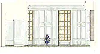 Coupe restituée de la paroi nord de la salle des gardes de Monseigneur, 1700-1790.