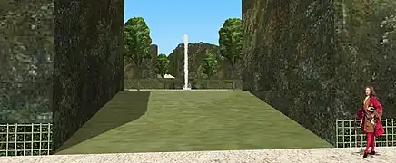 Restitution du Bosquet de Cléopâtre, vue depuis l'allée basse, fin XVIIe.