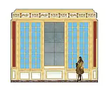 Coupe de la paroi sud de la chambre de Louis XIV à Meudon, vers 1700.