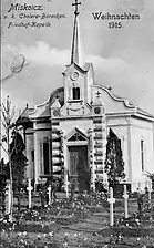 La chapelle et des tombes sur une carte postale de 1915