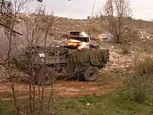 Tir d'un missile HOT depuis un Véhicule de l'avant blindé du 2e Régiment étranger d'infanterie.