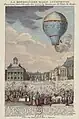 Essai de montgolfière en 1784. L'aile XVIIe&nbsp;siècle, à gauche de la cour royale, reste asymétrique de l'aile Gabriel jusqu'en 1818.