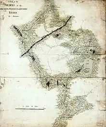Carte par John Montresor 1760 ; utilisée par Benedict Arnold pour son expédition à Québec en 1775.