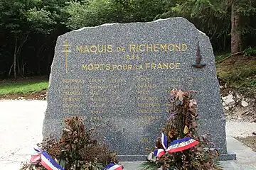 Stèle du maquis de Richemond.