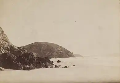 La plage de Morgat en 1885 (photographie d'Armand Peugeot).