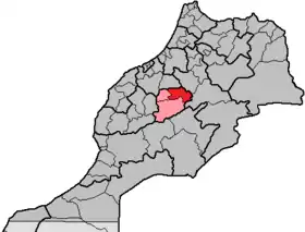 Localisation de Beni Mellal  ⵜⴰⵎⵏⴰⵜⵜ ⵏ ⴰⵢⵜ ⵎⴰⵍⴰⵍ (ber.)