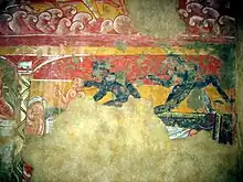 L'âme du mauvais Riche est enlevée par des démons noirs.