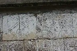 Graffiti représentant un moulin à vent du Vimeu (XVIe – XVIIIe siècles), église Marie-Madeleine