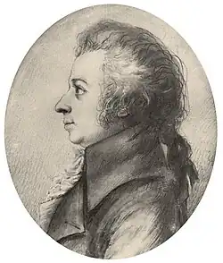 dessin : portrait de Mozart de profil.