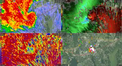 Exemple de « signature polarimétrique de débris de tornade ».