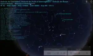 M51, position avant le lever du soleil vers le 15 décembre avant le lever du soleil.