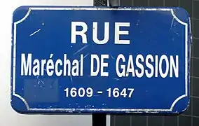 Panneau de la rue Maréchal de Gassion, à Nantes