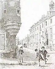 Lavis par Narcisse Berchère : rue Magne et Collège.