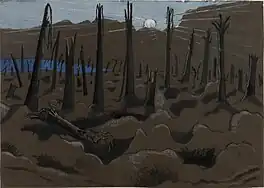 Paul Nash, Sunrise, Inverness Copse (1918).