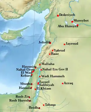 Carte du Moyen Orient avec localisation de divers lieux.