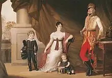 Adam Albert von Neipperg mit seiner ersten Frau Theresia Gräfin Pola und den Kindern Alfred und Ferdinand, peinture, 1810.