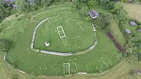 Vue aérienne des vestiges de l'abbaye
