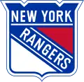 Logo en forme d'écu avec les mots New York inscrit en haut et Rangers en travers