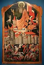 Saint André et la Bataille entre habitants de san Ginesio et habitants de Fermo, Nicola di Ulisse da Siena, 1463.