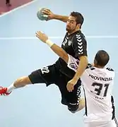Nikola Karabatic, sous les couleurs d'Al-Sadd SC, face à son ancien club du THW Kiel.