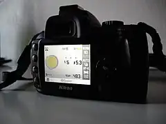 Arrière de l'appareil, l'écran visualisant les réglages