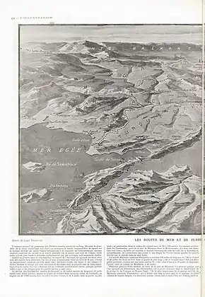 Les Dardanelles et la Thrace (à gauche), le Bosphore.