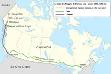 Trajet des Nuggets à travers le Canada