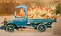 Le père Noël au volant d'un camion bleu (avant 1946).