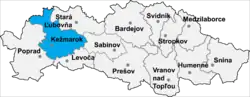 Localisation du district de Kežmarok dans la région de Prešov (carte interactive)
