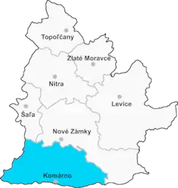 Locatisation du district de Komárno dans la région de Banská Bystrica (carte interactive)