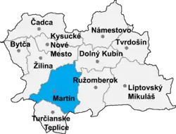 Localisation du district de Martin dans la région de Žilina (carte interactive)