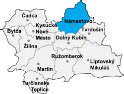 Localisation du district de Námestovo dans la région de Žilina (carte interactive)