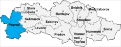 Localisation du district de Poprad dans la région de Prešov (carte interactive)