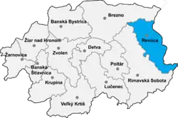 Localisation du district de Revúca dans la région de Banská Bystrica (Carte interactive)