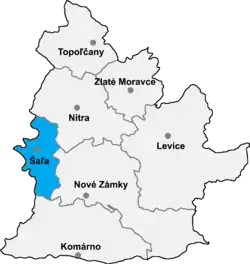 Locatisation du district de Šaľa dans la région de Banská Bystrica (carte interactive)