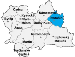 Localisation du district de Tvrdošín dans la région de Žilina (carte interactive)
