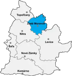 Locatisation du district de Zlaté Moravce dans la région de Banská Bystrica (carte interactive)