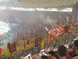 La Curva Sud romaniste durant le derby du 22 septembre 2013