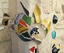 Détail d'un mur figurant un crustacé