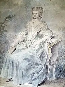 Anonyme, portrait d'Olympe de Gouges.Mine de plomb et aquarelle, XVIIIe siècle. Musée du Louvre.