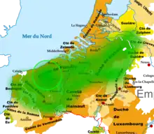 Diffusion de l'oie flamande à partir de l'ouest du comté de Flandre jusque vers la Somme en France et le comté de Zutphen aux Pays-Bas
