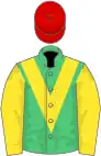 Vert un chevron et manches jaunes, toque rouge