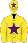 Yellow, purple star and star on cap