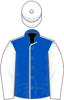 Bleu roy, épaulettes, manches et toque blanches